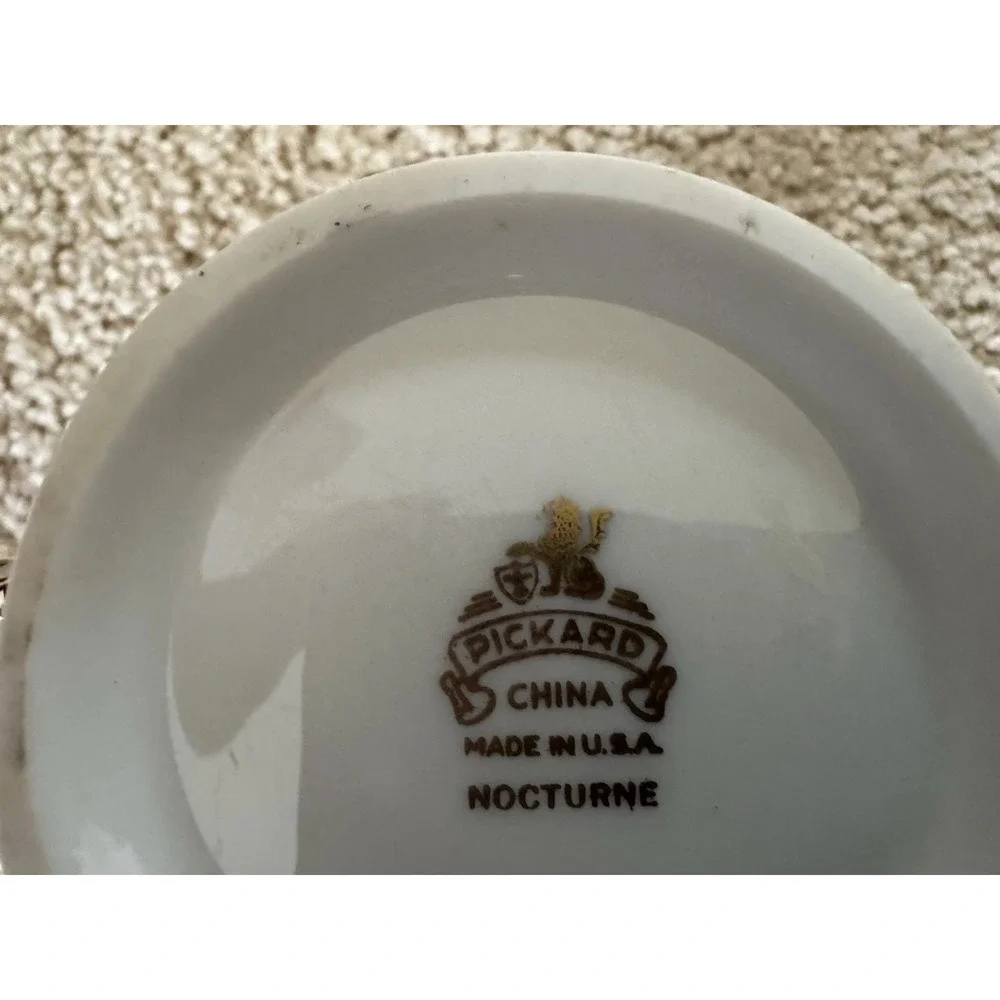 ⁠Pickard China Nocturne Creamer and Lidded Sugar Bowl Set Platinum Trim